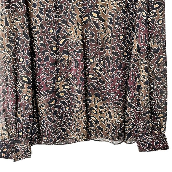 TORY BURCH 8 Whitfiels Abstract Animal Print chiffon Silk  Blouse mock neck - Picture 4 of 9